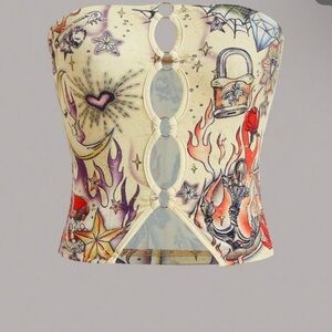 Colorful Graphic Strapless Top